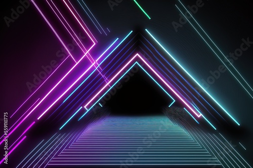 illustration of laser line light glow in dark black wall idea for futuristic or hi-tech abstract background theme 