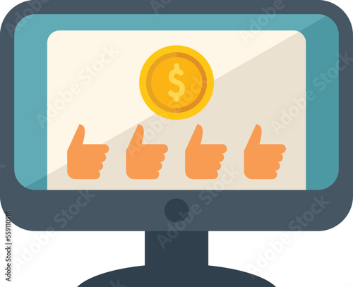 Thumb up monetization icon flat vector. Mobile money. Funnel audience isolated