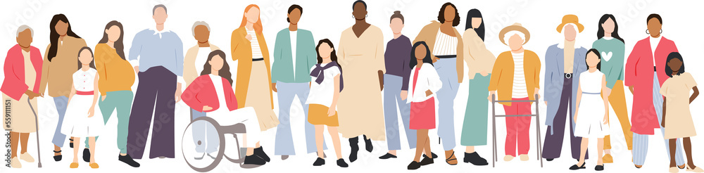 Multicultural group of women. Transparent background. Multicultural group of women. Transparent background.