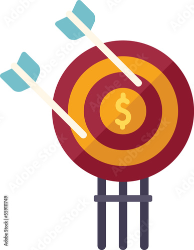 Monetization target icon flat vector. Funnel monetize. Mobile money isolated