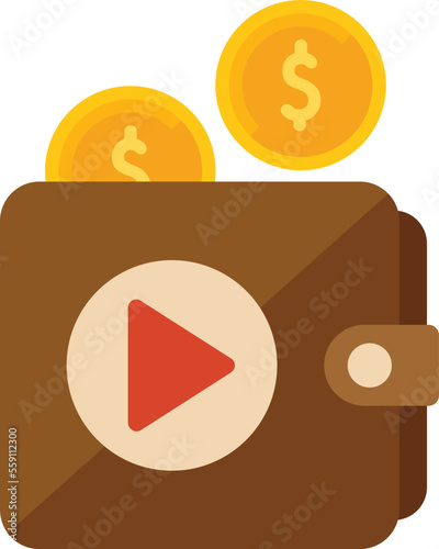 Monetization wallet icon flat vector. Mobile strategy. Money business isolated