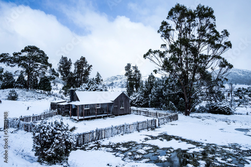 Mt Kate Hut blanketed in a fresh layer of snow. photo