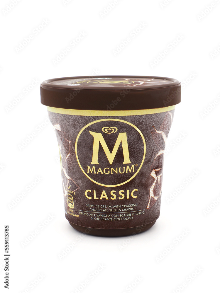 ROME, ITALY JANUARY 7, 2023. Magnum Classic ice cream isolated on
