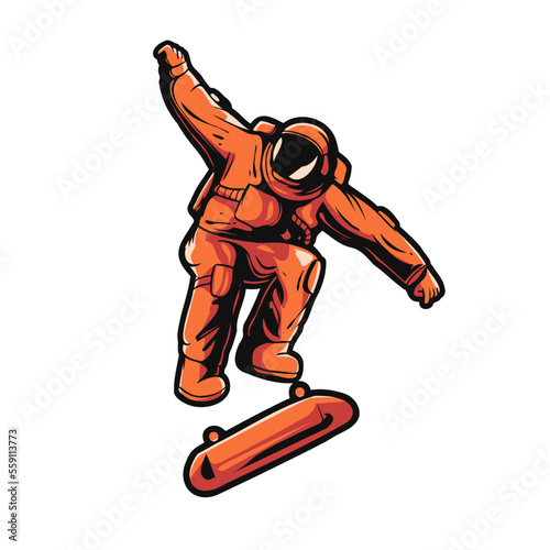 astronaut skateboarding vector illustration