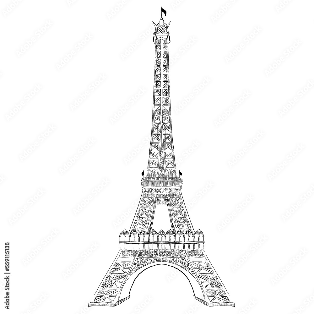 Paris.Urban Illustration for coloring. Background.City. Line style
