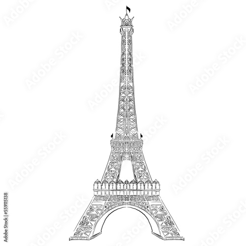 Paris.Urban Illustration for coloring. Background.City. Line style 