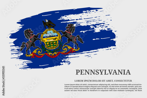 Pennsylvania US flag grunge brush and poster, vector