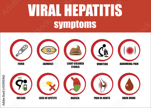 Viral hepatitis symptoms, icon of disease symptoms