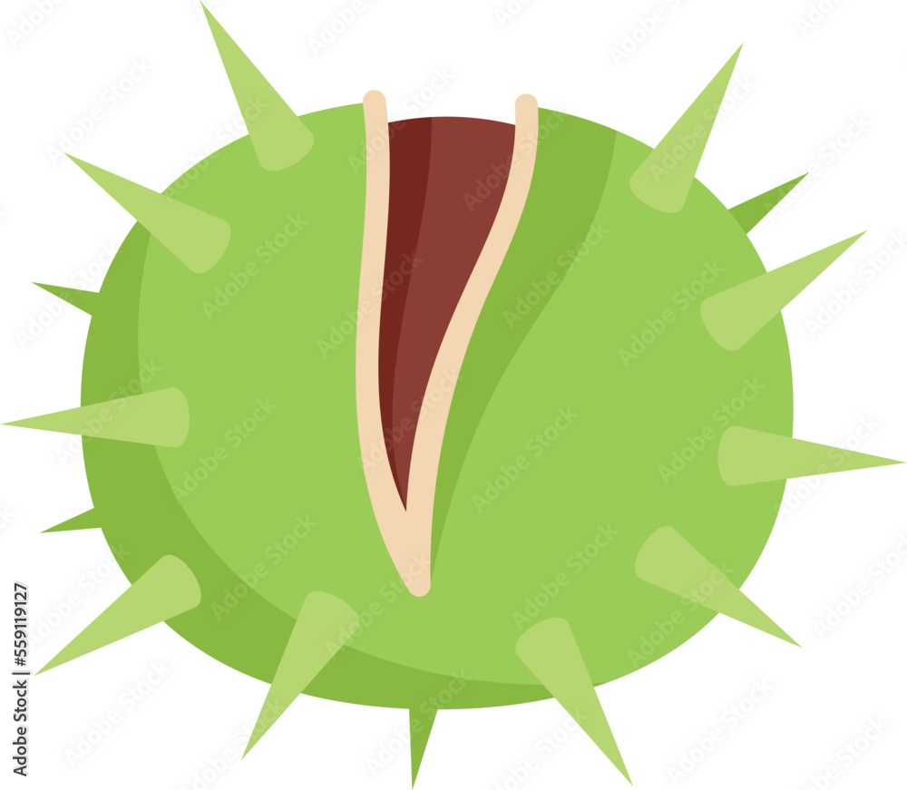 Fototapeta premium Branch chestnut icon flat vector. Tree fruit. Fall nut isolated