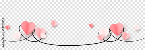 Vector continuous line in the shape of a heart png. Multicolored paper hearts png. Paper confetti png. Hearts for Valentine's Day, March 8, Mother's Day.
