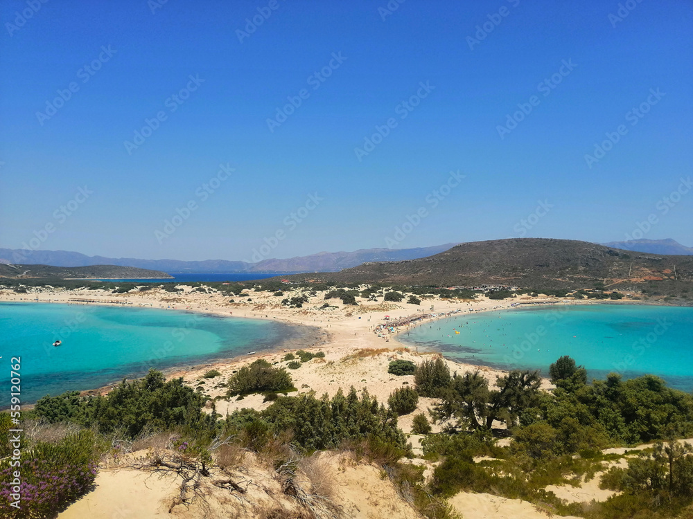 Relaxing summer day in Simos Beach, Elafonisos, Greece. June 2019