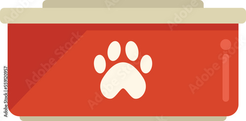 Dog food plastic bowl icon flat vector. Pet feed. Bone eat isolated