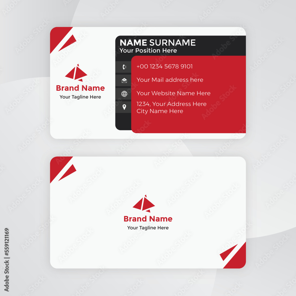 Vector red and black modern business card template