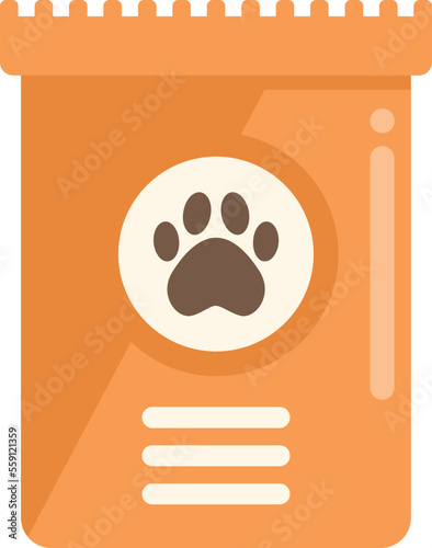 Liquid dog food pack icon flat vector. Animal pet. Feed bag isolated