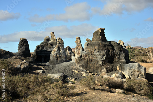 Die beliebte Sehenswürdigkeit , Stratified City mit seinen Sandsteinformation, auf der Kanareninsel Lanzarote 