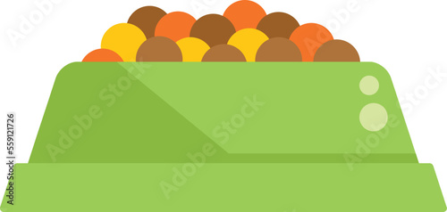 Full puppy bowl icon flat vector. Animal feed. Dry snack isolated