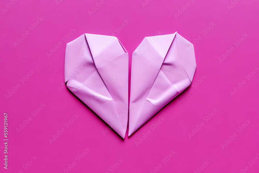 Valentine origami paper heart copy space Generative AI