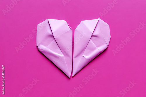 Obraz na płótnie Valentine origami paper heart copy space Generative AI w salonie