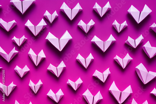 Obraz na płótnie Valentine origami paper heart copy space Generative AI w salonie