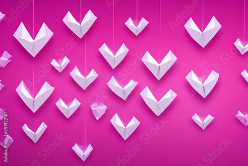 Obraz na płótnie Valentine origami paper heart copy space Generative AI w salonie