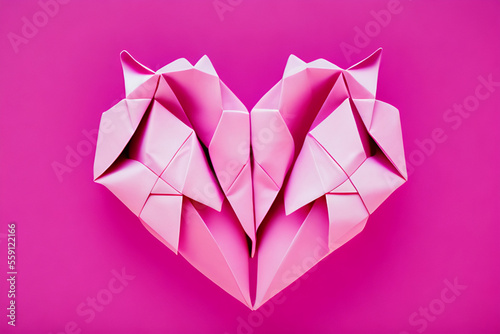 Obraz na płótnie Valentine origami paper heart copy space Generative AI w salonie