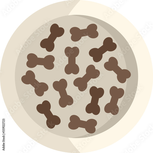 Dog food snack bone icon flat vector. Animal bowl. Eat pack isolated