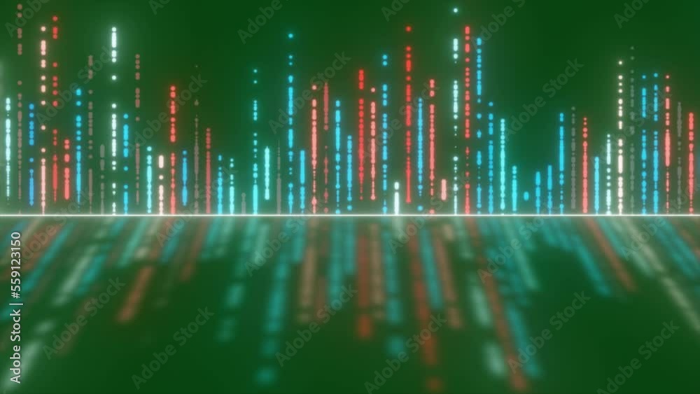 Music Equalizer Animation On Green Screen Background. Audio Spectrum