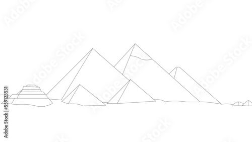 Panoramic landscape of the Pyramids of Giza Egypt