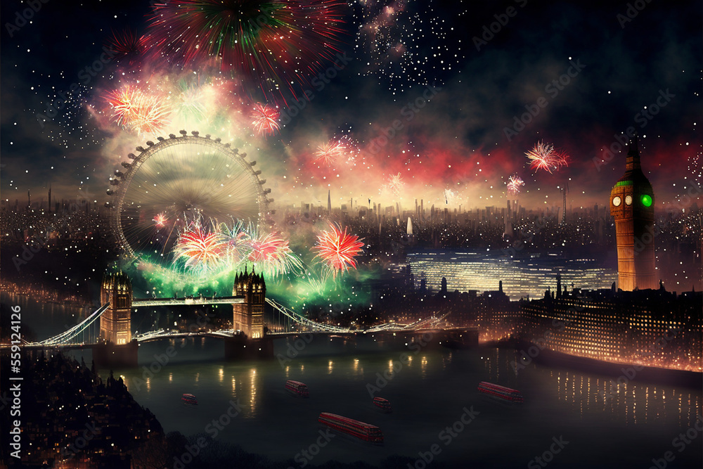 amazing fireworks over the city of London amazing fireworks over the city of London