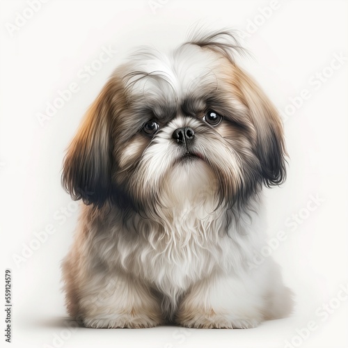 cute Shih Tzu dog in studio on white background Studio