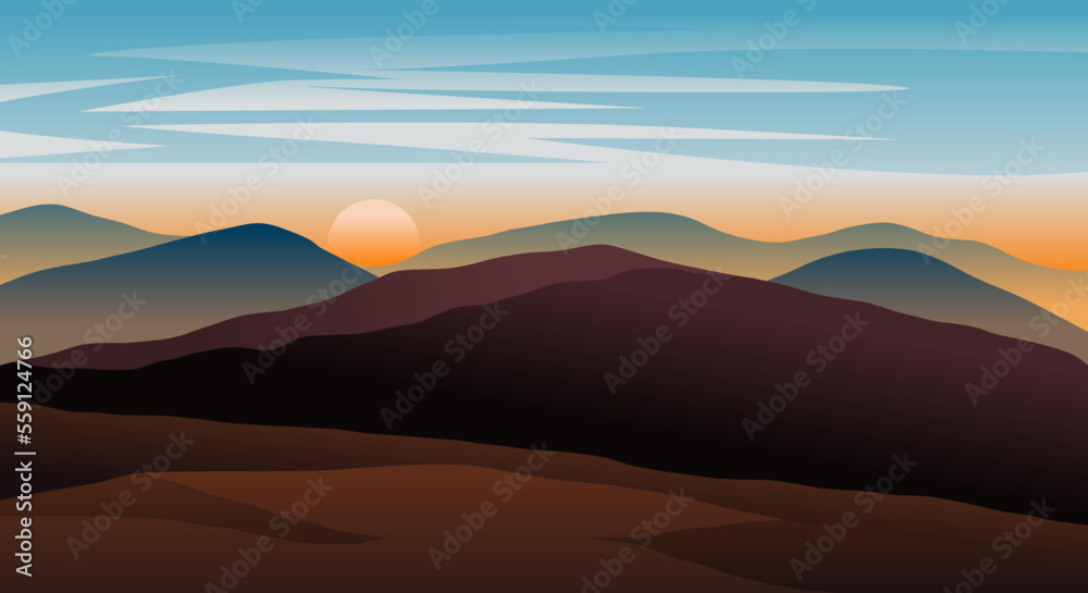 Natural landscape of desert and mountains vector