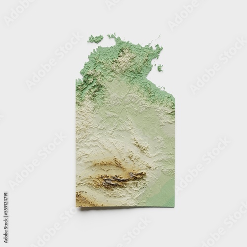 Obraz na płótnie Northern Territory Topographic Relief Map  - 3D Render