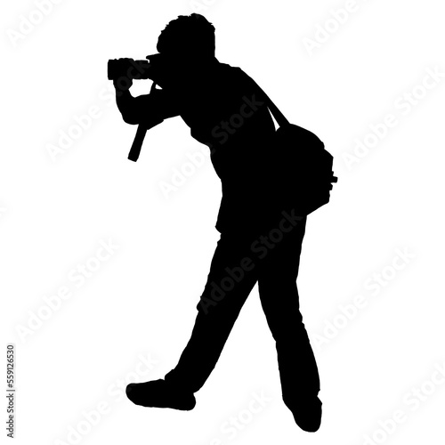 Silhouettes man taking photos isolated on transparent background - PNG format