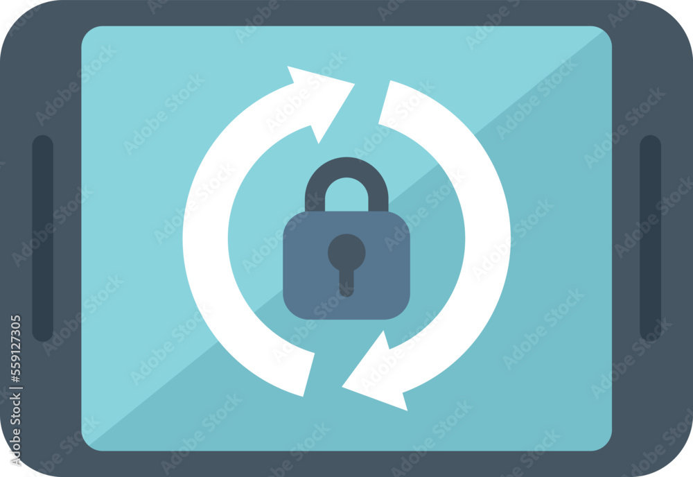 Tablet password recovery icon flat vector. Account page. Internet screen isolated Tablet password recovery icon flat vector. Account page. Internet screen isolated