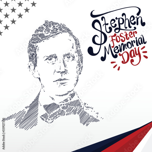 stephen foster memorial day illustration, perfect for office, company, school, social media, advertising, printing and more
