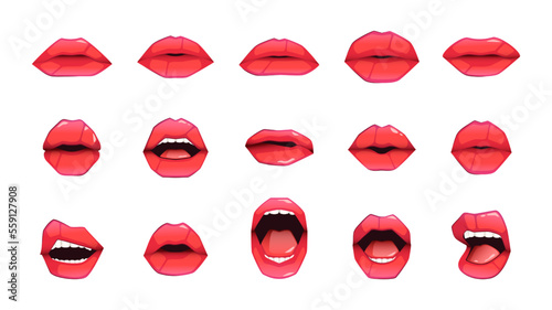 Woman lips. Female plump mouth with glossy lipstick, girl sexy impudent smile kiss lip makeup flat cartoon style. Vector isolated set of lipstick mouth glossy female illustration