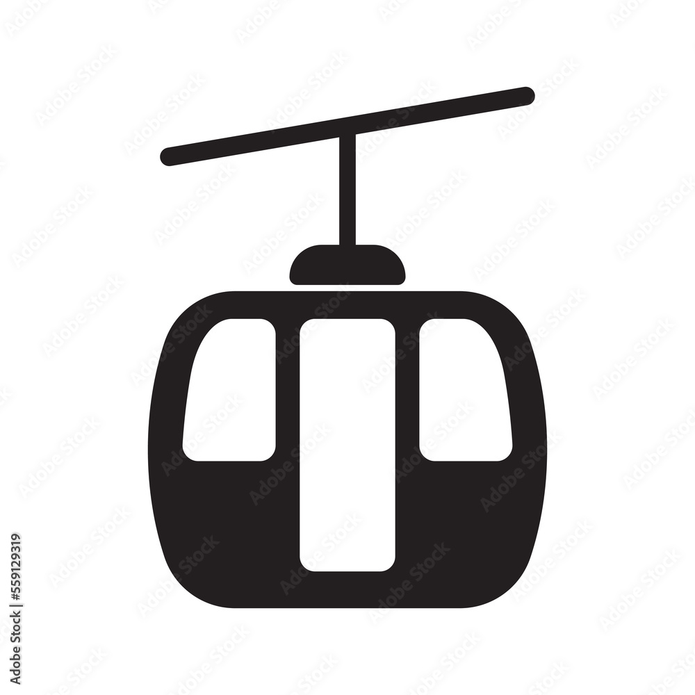 Railway cable icon vector illustration, black on white background