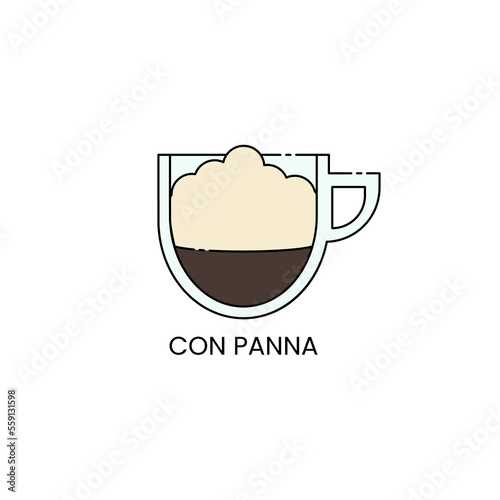 Delicious con panna icon isolated. Outlined drink vector illustration design	