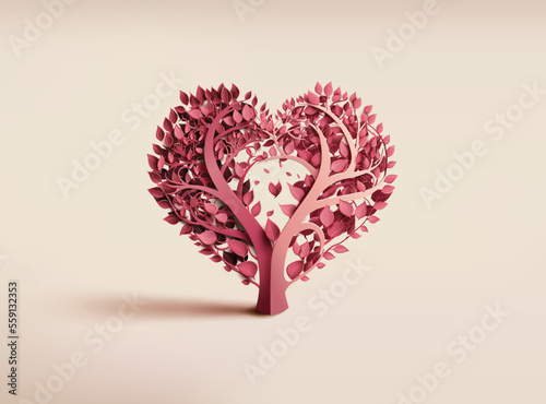 Love and Valentine day ,red light love tree .