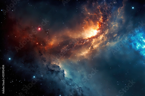 Space's Milky Way Nebula and galaxies. Generative AI © 2rogan