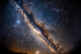 Long exposure shot of the Milky Way galaxy in the universe with stars and space dust. Generative AI