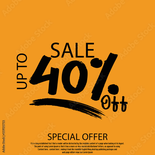 Sale Discount Tag 40% Percent Off Typography Text Yellow Background advertising marketing sales