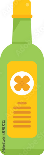 Canola oil bottle icon flat vector. Plant flower. Rape field isolated