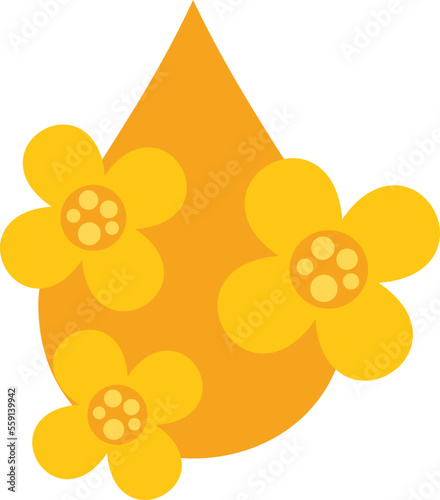 Canola flower oil drop icon flat vector. Plant seed. Cooking field isolated