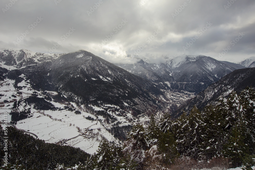 Winter landscape in the hills of Soldeu, Andorra