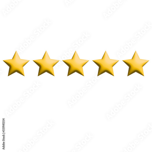 5 Stars Rating sign and symbol on Transparent Background