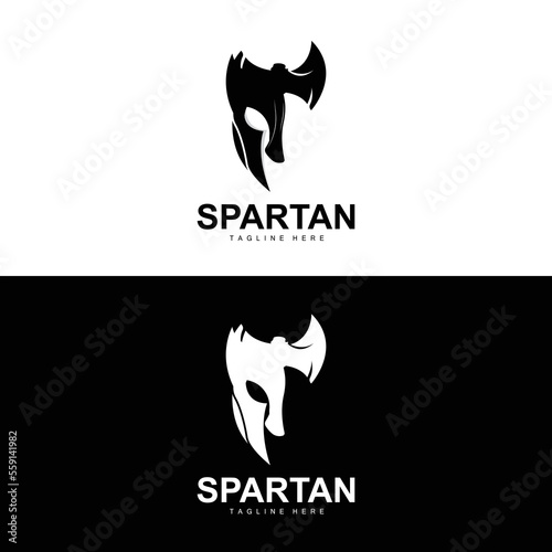 Spartan Logo, War Helmet Suit Vector, Barbarian Armor Icon, Viking, Gym Fit Design, Fitness