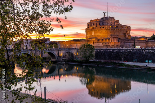 Photography Castel Sant'Angelo in Tevere  Rome , during sunset and blue hours