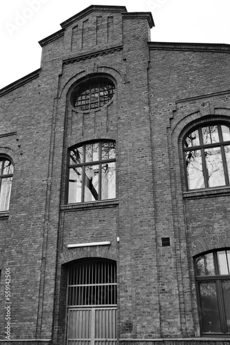 facade of a brick industrial building