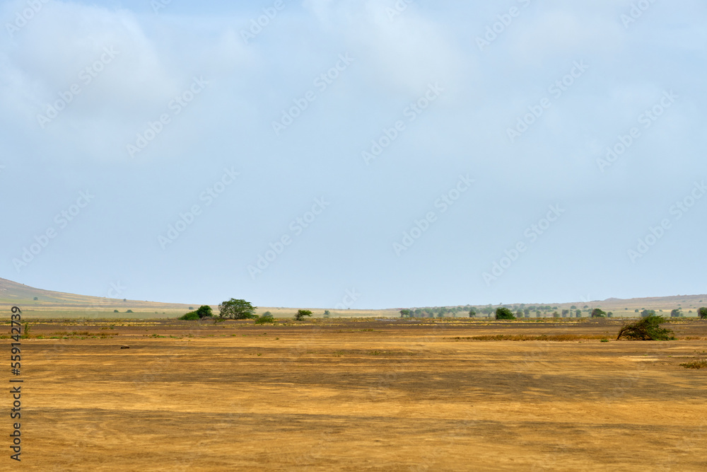 Obraz premium The desert landscape of the island of Sal in Cape Verde.